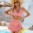Blooming Jelly Women's High Waisted Bikini Sets Tummy Control Bathing Suit Two Piece Swim Suit 2026 Retro Swimsuit(Red Floral,Medium)