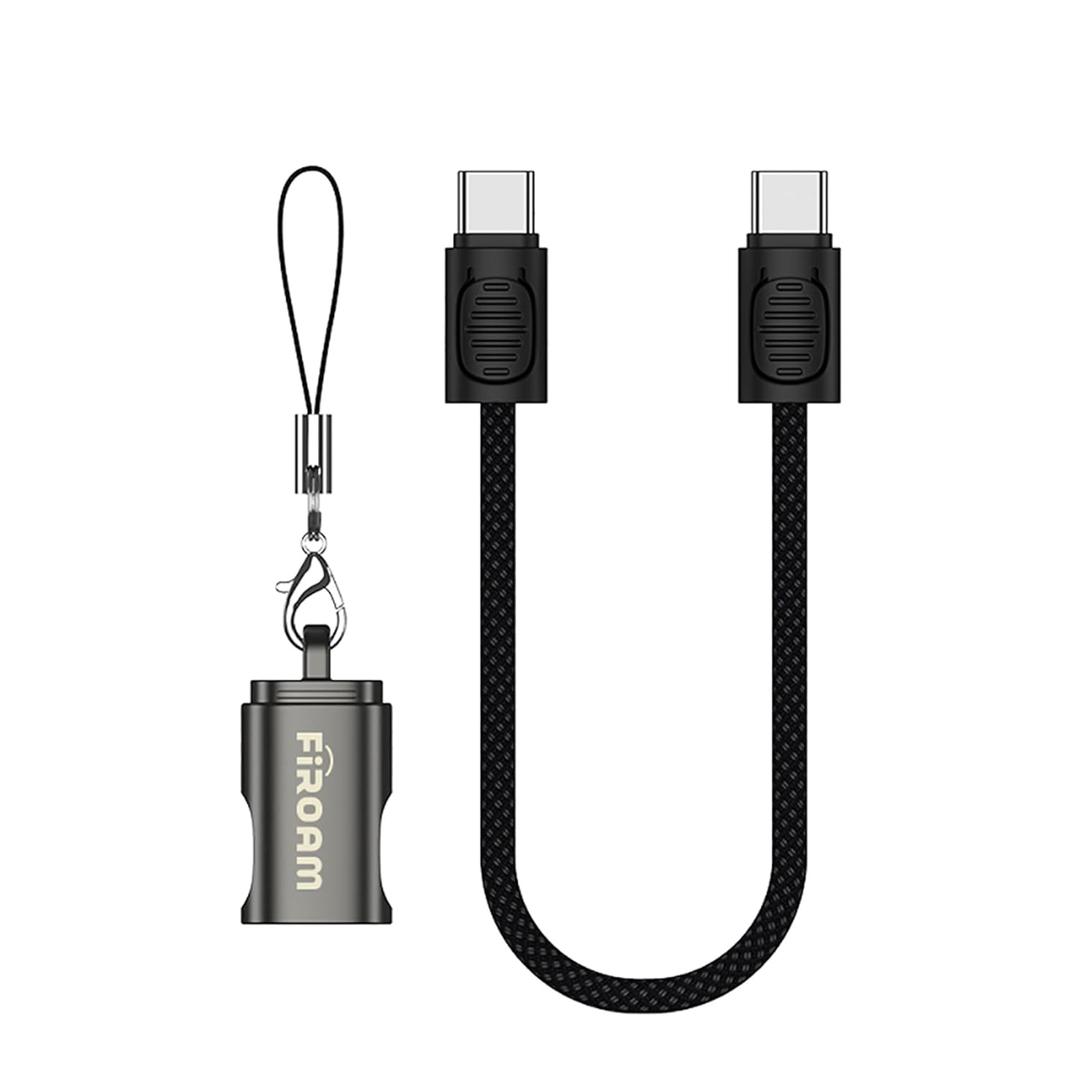 PowerPal USB-C Cable, 60W Fast Charging, 0.65ft Keychain Design, Zinc Alloy Connector, Charging Cables for 1Phone17/16/15 Series, Samsung Galaxy Series, Google Pixel (Dual Black Pack)