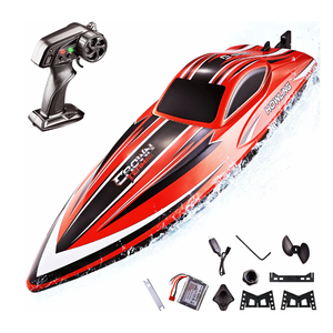 BEZGAR RC Boat, 16 inch Big Brushless Remote Control Boat for Adults and Kids, 55 KPH Large Fast RC Speed Boats with 2000mAh Battery, Ideal Waterproof Toy Boats for Lakes - HJ818PRO Red