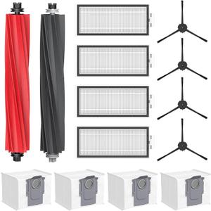 Q5 Max+ Accessories for Roborock Q5 Max+, Q5 DuoRoller+, Q5 Pro+, Q8 Max+ Robot Vacuum Cleaners, Replacement Parts Include 2 Roller Brush, 4 Side Brushes, 4 Filter, 4 Dust Bag, NOT For Q5 Model