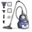 Aspiron Canister Vacuum, Upgraded 1600W Bagless Canister Vacuum Cleaner, Auto Cord Rewind, H13 HEPA Filter, 4Qt Large Capacity, 5 Tools for Hard Floors, Carpet, Pet, Upholstery, Tiles, Azure