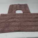 Striped Dusty Pink Bathroom Rug Set 2 Pieces Ultra Soft, Non Slip Chenille Bath Carpet, Absorbent Plush Shaggy Bath Mats for Bathroom, Toilet, Bedroom, Kitchen 32x20, 24x22