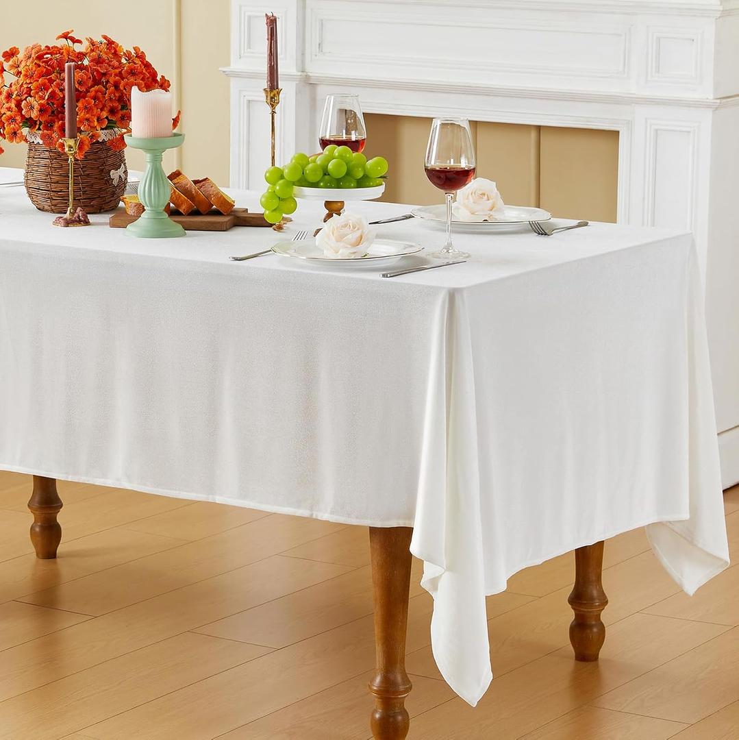 White Velvet Tablecloth, 60 x 102 Inch Rectangle Table Cover, White Velvet Table Cloth Smooth Luxury Tablecloth for Party Wedding Dining Banquet