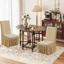 Elastic Dining Chair Covers 2 Pack - Stretch Washable Chair Slipcovers with Skirt Universal Fit for Home, Party for Kitchen, Holiday Decor (Beige, 2 Pack)