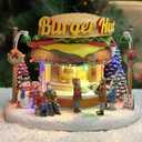 MOMENTS IN TIME Christmas Village Burger Shop LED Lighted Building with Music, Plays 8 Classic Christmas Songs, Battery Operated Holiday Decor, Burger Hut Display (7.2 x 9.6 x 8.0)