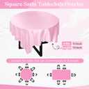 72 Inch Satin Square Tablecloth Overlay, 6 Pcs Pink Square Tablecloth Cover, Wrinkle-Free Table Cover, Stain-Resistant Fabric for Party, Wedding, Banquet Table Decoration