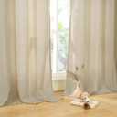 YoungsTex Burlap Linen Curtains with Grommet 84 Inch Length for Living Room, Natural Tan Light Filtering Drapes Privacy Semi Sheer for Farmhouse Bedroom, 2 Panels, 52 X 84 Inch