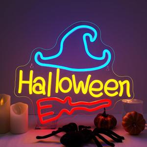 NOSUN Halloween Neon Sign Happy Halloween Wall Decor LED Lights for Bedroom Living Room Bar Office USB Powered Children Youth Hanging Light Up Sign for Halloween Decor Holiday Party Gift