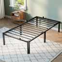 Twin Size Bed Frame, 14 Inch Heavy Duty Metal Platform Bed Frame, Noise Free Steel Mattress Foundation, No Box Spring Needed, Spacious Under Bed Space