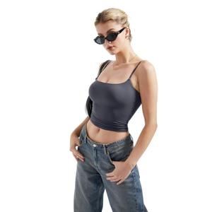 SUUKSESS Women Sexy Square Neck Tank Top Summer Y2K Going Out Basic Cami Shirt, L