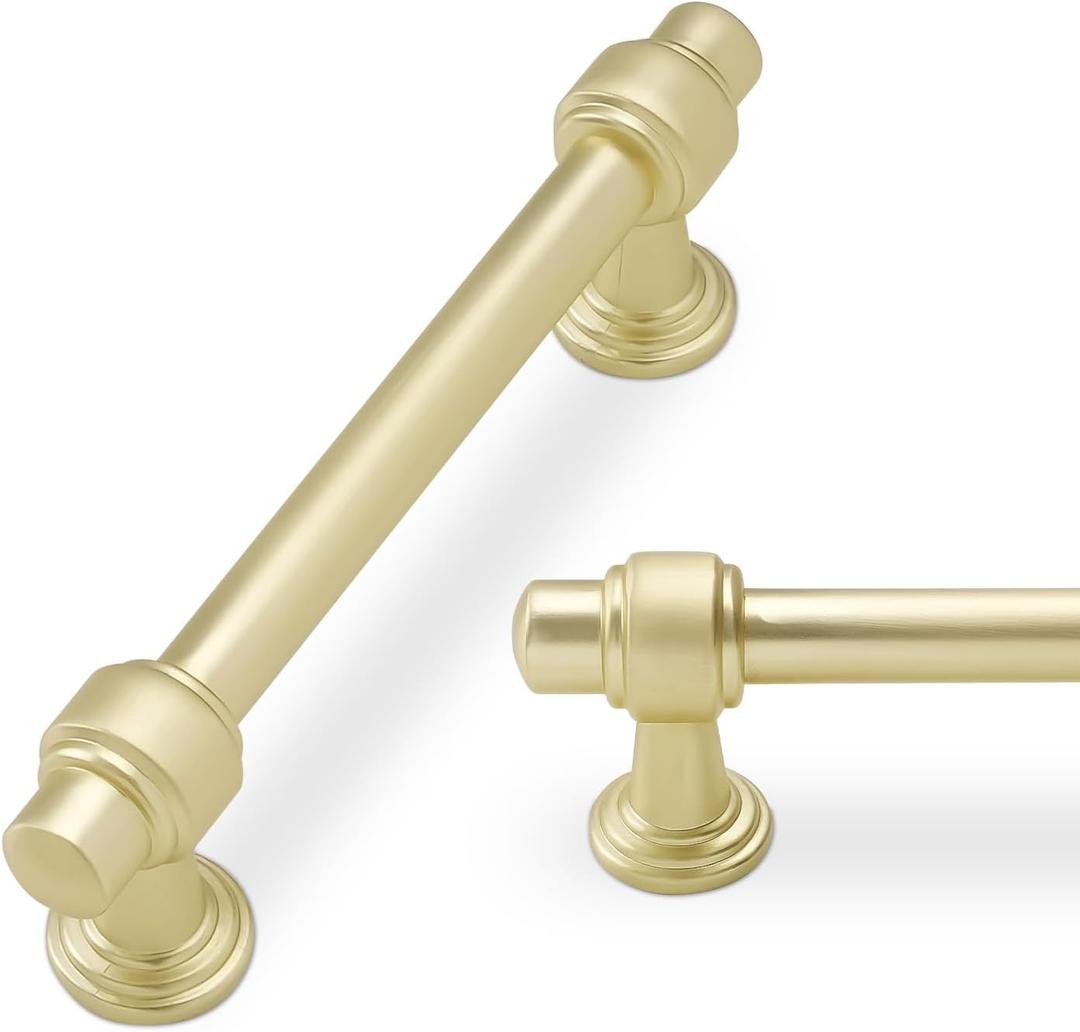 10 Pack 3.75 inch Brushed Brass Kitchen Cabinet Handles Cabinet Pulls Gold Drawer Pulls Kitchen Cabinet Hardware Handles Dresser Handles