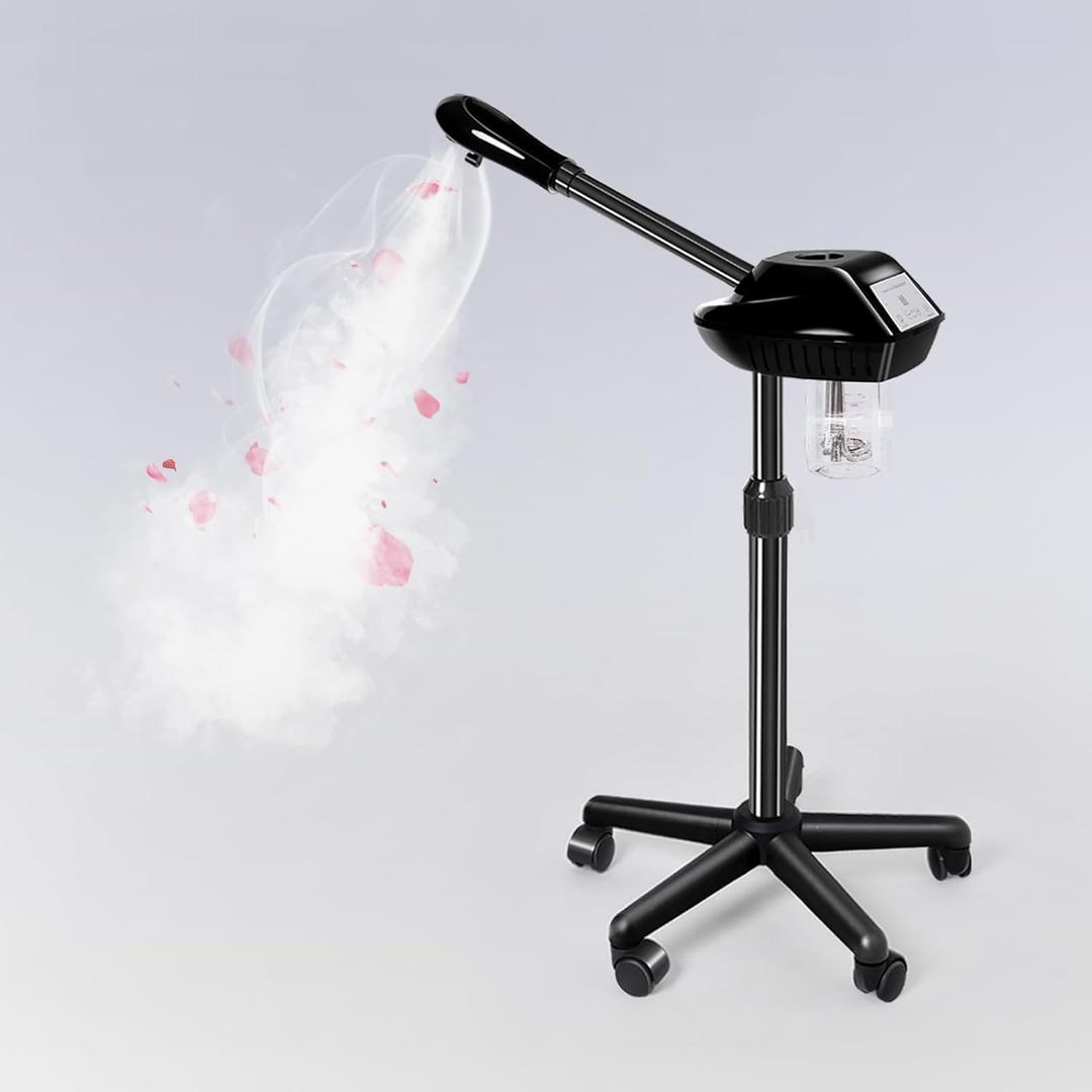 Facial Steamer, Face Steamer on on Wheels with More Steam, Adjustable Height for Face Steamer Suitable for Personal Home and Professional Personal Care PlacesMoisturizing and Hydrating (Larger Tary)