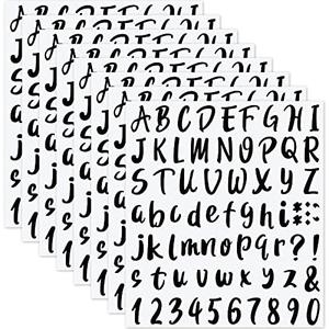 Outus 576 Pieces 8 Sheets Letters Stickers Self Adhesive Vinyl Letter for Graduation Cap Alphabet Number Stickers Mailbox Numbers Sticker, Decals for Classroom Decor Sign Door(Black,1.5 Inch)