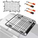 Roof Rack Basket 51 X 36 X 5 Upgraded Universal Rooftop Cargo Basket, Heavy Duty 250LB Cargo Basket Car Roof Basket for SUV, Truck, Cargo Net with Attachment Hooks, 2pcs Ratchet Straps