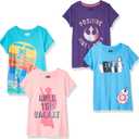 Amazon Essentials Disney | Marvel | Star Wars | Frozen | Princess Girls and Toddlers' Short-Sleeve T-Shirts, Multipacks (XL)