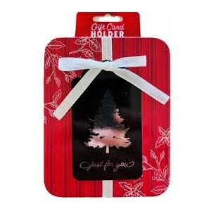 Surface Packaging Red Foil Tree Gift Card Holder Tin, 3 Pack
