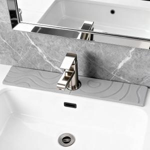 Stone faucet mat for kitchen sink,stone faucet mat for kitchen sink,stone drying matFaucet Washer and Soap Dish Set,Super Absorbent Diatomite Faucet Mat, Kitchen Sink Accessories in 3 Colors (17.7in*4in, Light Gray)