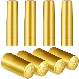 Blulu 120 Pcs Wine Sealer for Bottles PVC Heat Shrink Capsules Bottle Caps for Wine Making Cellars and Home Use (Gold)