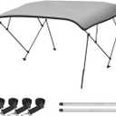 Naviskin 10 Optional Colors 3-4 Bow 13 Different Size Bimini Top Cover Includes Mounting Hardwares, Storage Boot with 1 Inch Aluminum Frame (Light Grey)