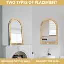 Decorative Rattan Wall Mirror, Boho Bathroom Modern Makeup Mirror, Rustic Wall Bohemia Mirrors for Bedroom, Living Room, Vanity Versatile Farmhouse, Nursery, Bathroom, 36"x24", Arched