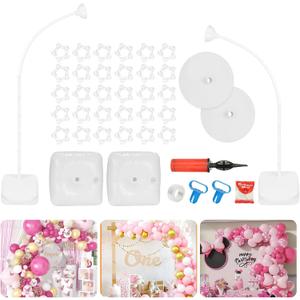 Balloon Arch Kit, Bendable 8FT and 6FT Balloon Arch Stand with Base and Manual Pump, Ballon Arch Stand Kit for Birthday Wedding Baby Shower Holiday Graduation Party Decoration(WHITE)
