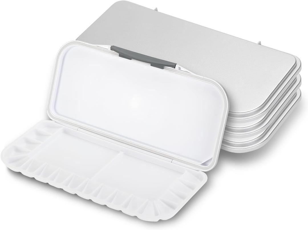 Mr. Pen Airtight Watercolor Palettes - 4 Pack, 18 Wells and 2 Mixing Areas, Folding Paint Tray with Lid (White)