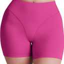 AVGO Gym Shorts Women 4.5 Inches - V Shaped High Waisted Butt Lifting Tummy Control Workout Booty Biker Shorts (Pink, M)