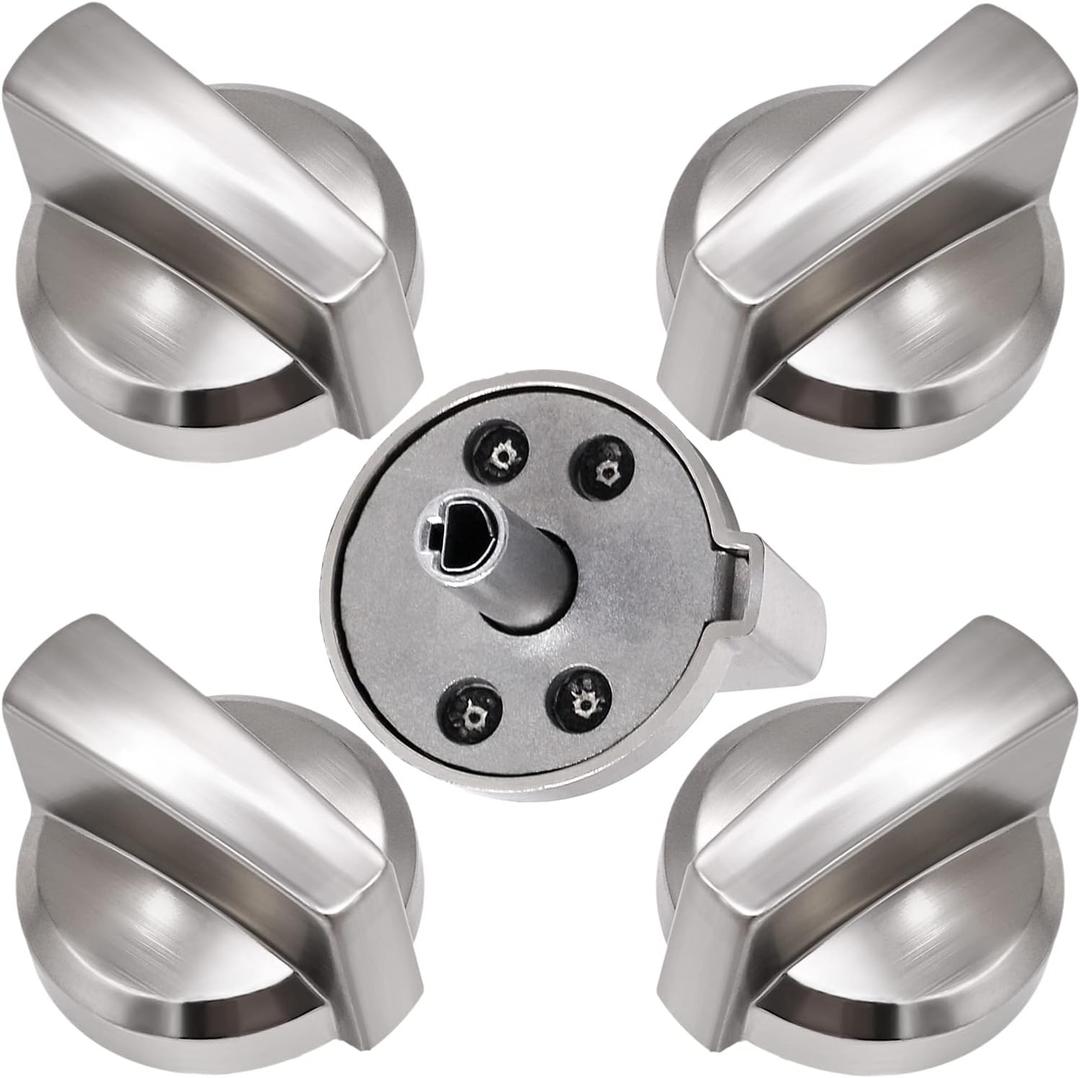 Funmit 5 Pack WB03X25796 Heavy Duty Burner Knob Exact Compatible with General Electric(GE) Stove Range Replaces AP5986232 WB03T10326 PS11721433 B071RXPPGF 4362262 Cooktop, Silver