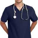 Medical Scrub Tops for Men-Soft Stretch V-Neck Top Scrubs with 3 Pockets (Large)