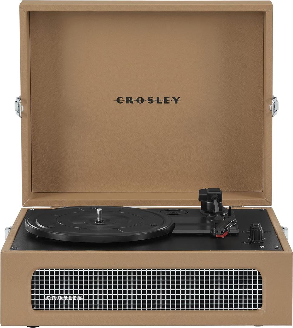 Crosley CR8017B-TA Voyager Vintage Portable Vinyl Record Player Turntable with Bluetooth in/Out and Built-in Speakers, Tan