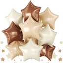 Brown Apricot Star Foil Balloons, 10PCS Foil Stars Shape Balloon, 18 Inch Coffee Cream Beige Star Balloons Helium for Birthday, Engagement, Baby Shower, Wedding, Nude Neutral Party Decoration
