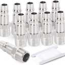 GASHER 10PCS 1/4-Inch NPT Male Industrial Air Tool Fitting, 3/8-Inch High Flow Pneumatic Plugs (SteelM-Style)