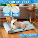 DoubleFill 4 Pack Cooling Pet Mats 23.6" x 31.5" Cooling Dog Beds with Supportive Pillow Self Ice Washable Cool Pads Summer Cat Sleeping Pad with Storage Bag for Summer Crate Floor (Large, Blue)