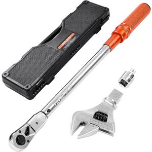 VEVOR Adjustable Torque Wrench 1/2 Inch Drive, 20-160Ft.lb/27.1-216.8Nm, 38MM Open End, 3/8 Inch Drive Torque Wrench with Interchangeable Jaw & Ratchet Head for HVAC, Car, Moto, Narrow Pipeline