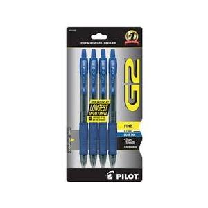 PILOT G2 Premium Refillable and Retractable Rolling Ball Gel Pens, Fine Point, Blue Ink, (Pack of 6, 30 Count Total)