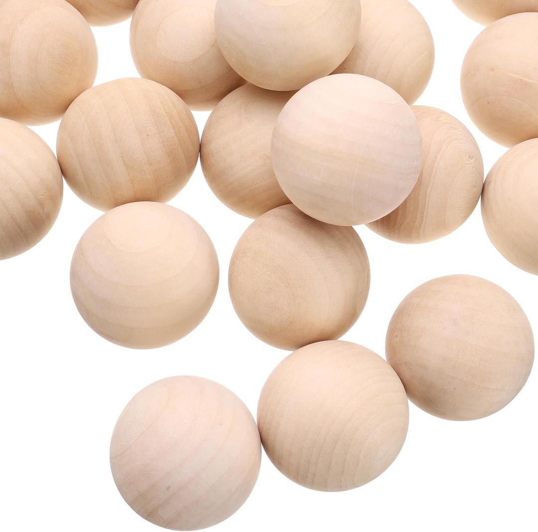 uxcell 30pcs Round Wood Balls 40mm Diameter Unfinished Solid Wooden Beads, Small Natural Craft Balls for DIY Craft Projects Art Ornaments
