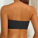 Aqua Eve Women Strapless Bikini Top Only Bandeau Swim Top Tube Top Swimsuit (Black, M)