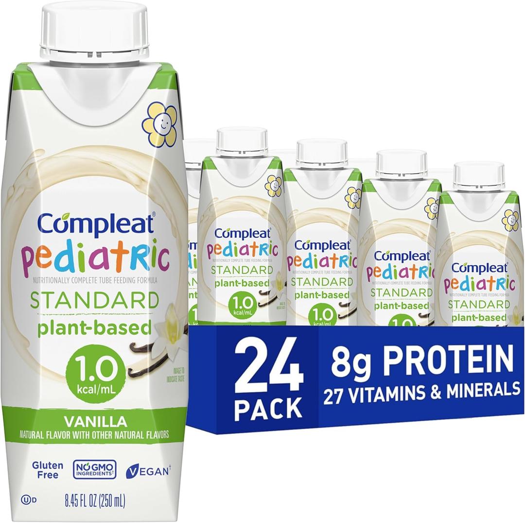 Compleat Pediatric Standard 1.0mL, Plant Based Nutritionally Complete Shake, Tube Feeding Formula, Vanilla Flavor, 24 Pack, Best By 17 May 2026 