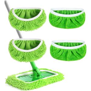 Reusable Microfiber Mop Pads Washable Wet Pads Compatible with Swiffer Sweeper Refills Pads for Wet & Dry Sweeping Cloths Mop Head Replacement for Household Cleaning (4PCS)