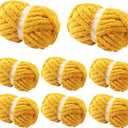 Chunky Yarn for Hand Knitting 8 Pack, Fluffy Thick Yarn for Crocheting, Soft Bulky Chenille Blanket Yarns for Handcrafts & DIY (Yellow 28yds 8oz Each Skein)