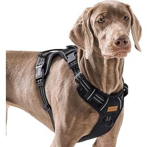 No Pull Dog Harness for Large Dogs, Golden Retriever, Labrador, German Shepherd etc, Easy to Put On and Take Off, Reflective, No Choke, Adjustable and Padded Pet Vest Harness, Black, L