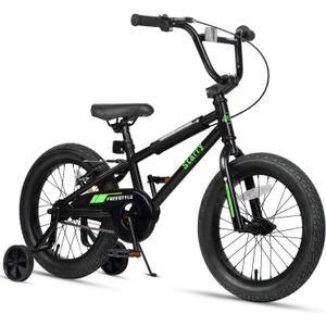cubsala 16 Inch Kids Bike BMX Style Bicycle with Training Wheels Coaster Brake for Boys Girls, Black