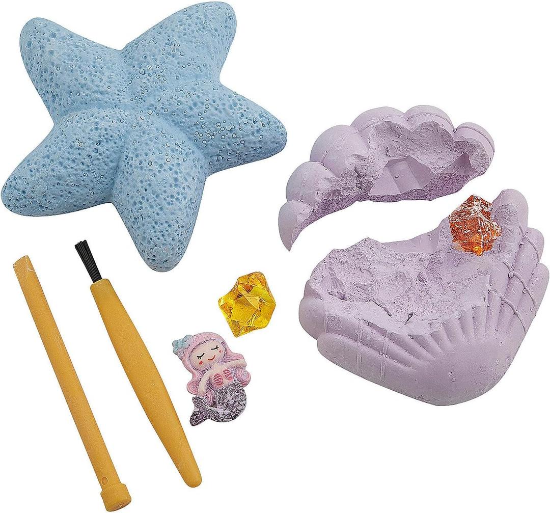 Fun Express 3 1/2" Sea Series Starfish & Seashell Treasure Dig Kits - 12 Pieces