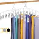 2 Pack Legging Organizer for Closet 360 Swivel, Space Saving Metal Gym Clothes Hangers w/20 Clips Holds 20 Leggings, Closet Organizers and Storage, Room Organization Essentials, White