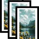 Picrit 14x24 Picture Frame 3 Pack, Black Poster Frame, Display Poster 11 x 22 with Mat or 14 x 24 without Mat for Horizontal or Vertical Wall Mounting