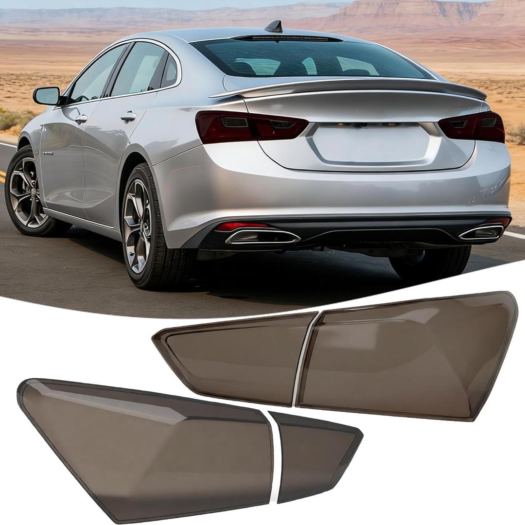 STSEV01 Taillight Cover Trim Fit for Chevy Malibu Accessories 2016-2025 L/LS/RS, Tail Light Smoked Black Style Rear Lamp Protective Guards Exterior Decoration