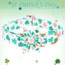 St Patrick's Dog Collar with Flower-Trefoil Adjustable Cute Pet Collar Cotton Clovers Dog Collars Holiday Puppy Collar Metal Buckle Collar Gift for Medium Dogs (Medium (Pack of 1))