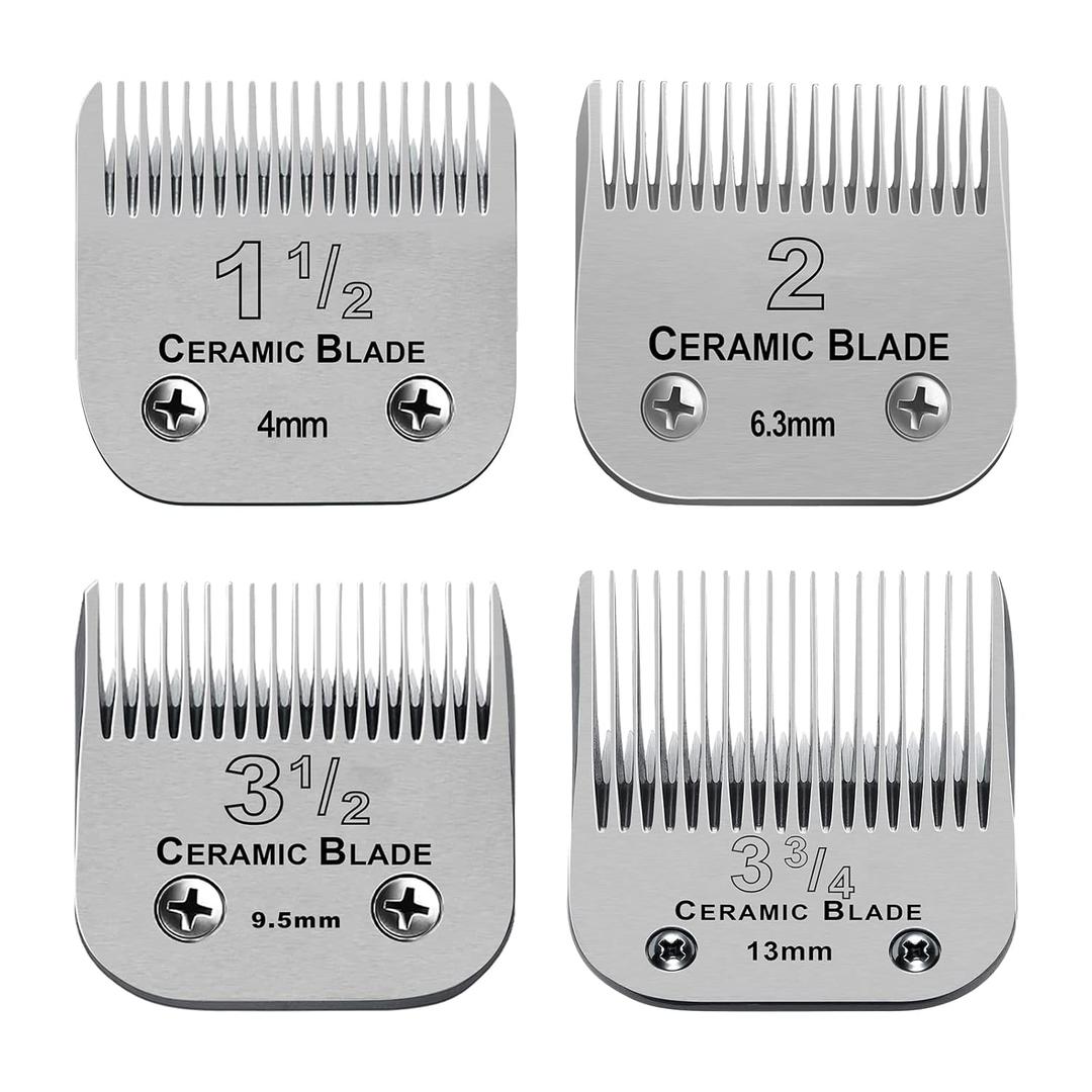 4 Packs Professional Detachable Replacement Ceramic Blades Set,Cut Length 4mm to 13mm,Compatible with Andis AGC,BDC,BGC,MBG Series/Oster Classic 76/Star-Teq/Power-Teq/A5 Clipper
