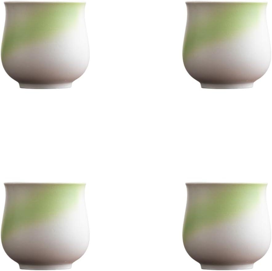 4-Oz Ceramic Espresso Cups Set - Multi-Color, Handle-Free Design for Home & Cafe | Dishwasher-Safe Stoneware Cups (Kiln turning green, 4)