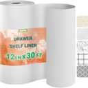 2 x OcePor Non-Adhesive Drawer and Shelf Liner 12IN x 30FT, Non Slip Cabinet and Cupboard Liner, Kitchen Cabinet Liners for Shelves,Waterproof Drawer Shelf Liners for Cabinets/Bathroom Cupboard, White